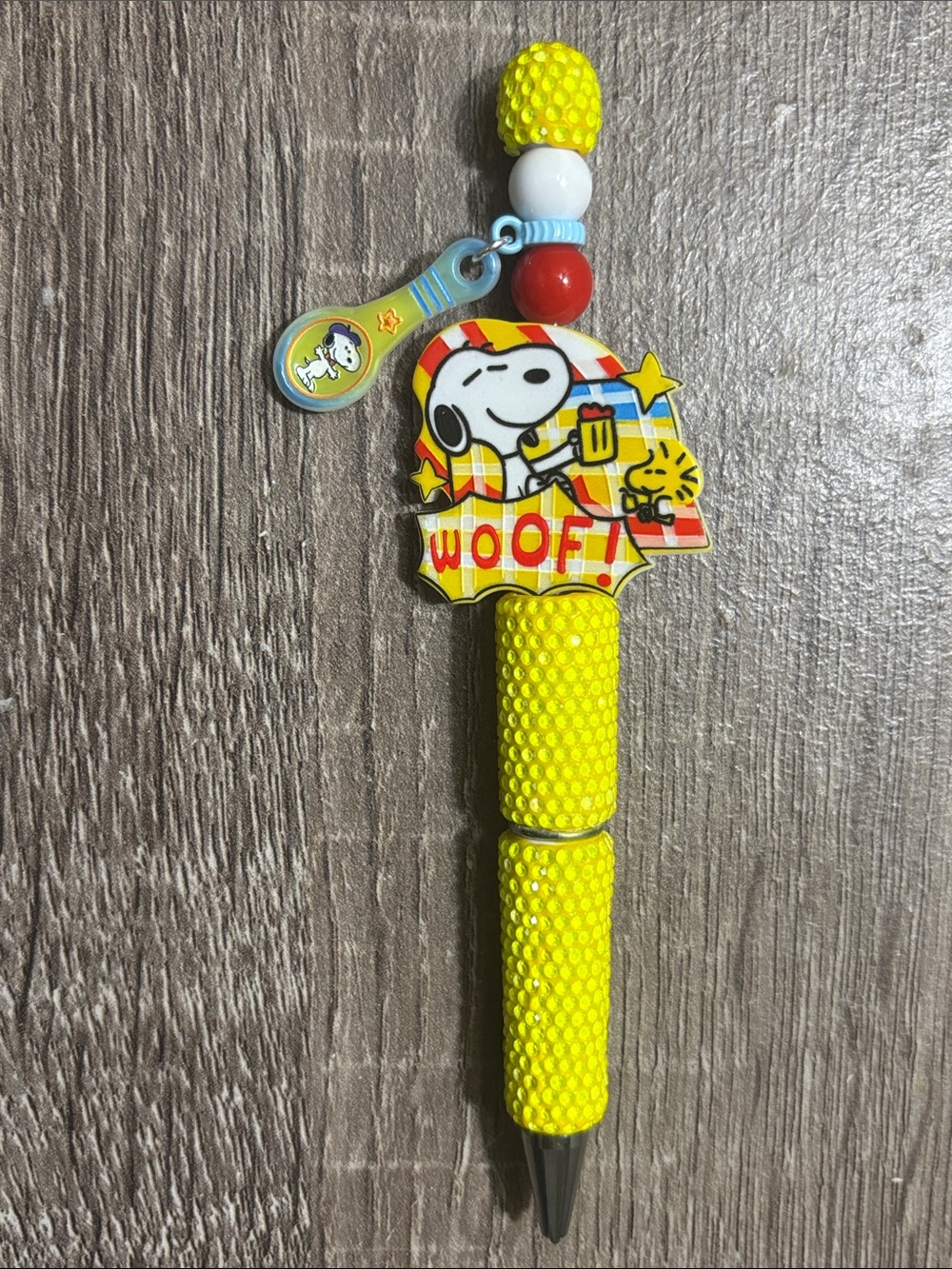 Snoopy Yellow Novelty Pen with Charm